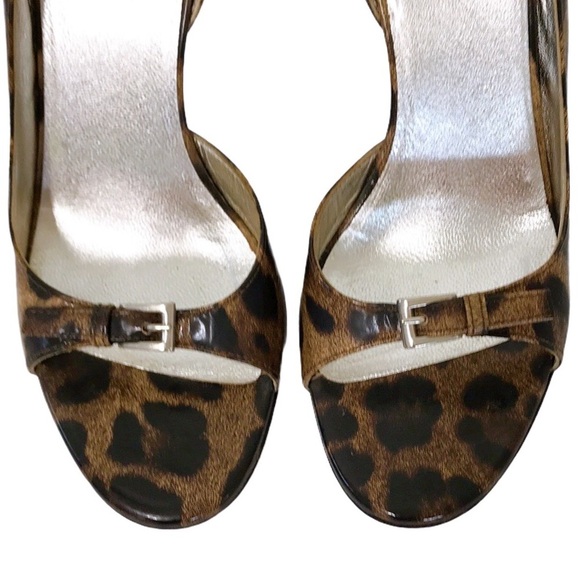 FEMBLU Leopard Leather Open Toe Heels - Picture 9 of 11